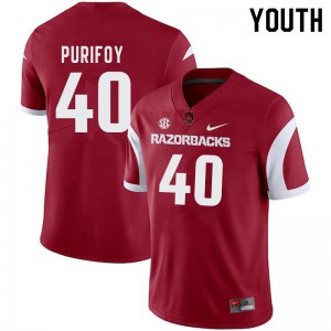 Youth University of Arkansas #40 Trey Purifoy Cardinal High School Jerseys 896101-267