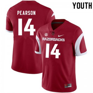 Youth Arkansas #14 Cade Pearson Cardinal Official Jerseys 674411-526