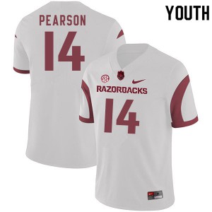 Youth University of Arkansas #14 Cade Pearson White Player Jerseys 716655-123