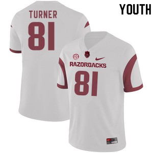 Youth Razorbacks #81 Darin Turner White Stitched Jerseys 904609-886