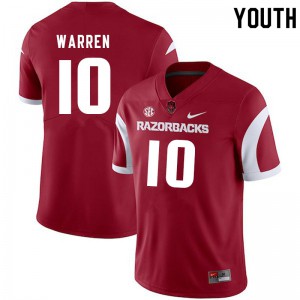 Youth Arkansas #10 De'Vion Warren Cardinal Official Jerseys 570511-799