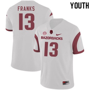 Youth Razorbacks #13 Feleipe Franks White University Jerseys 795972-126