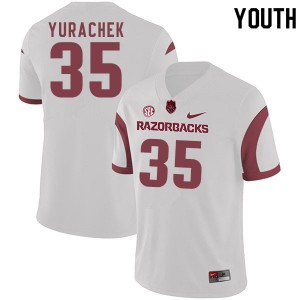 Youth Arkansas Razorbacks #35 Jake Yurachek White University Jersey 251943-244