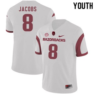 Youth Arkansas #8 Jerry Jacobs White Stitch Jersey 367964-226