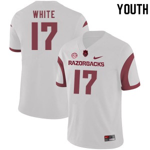 Youth Arkansas #17 John David White White Football Jerseys 952591-250