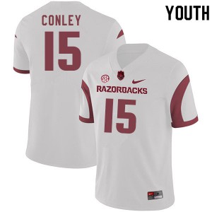 Youth Arkansas #15 Jon Conley White Official Jersey 147380-639