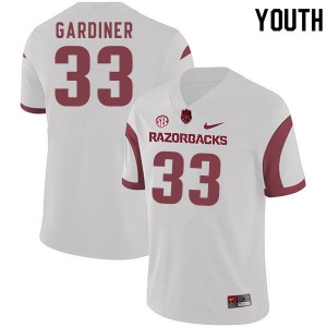 Youth University of Arkansas #33 Karch Gardiner White Football Jerseys 297116-743