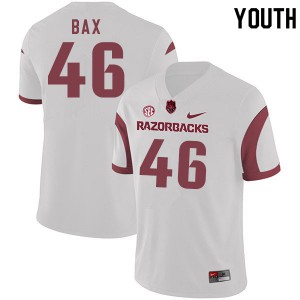 Youth University of Arkansas #46 Nathan Bax White Embroidery Jersey 593789-802