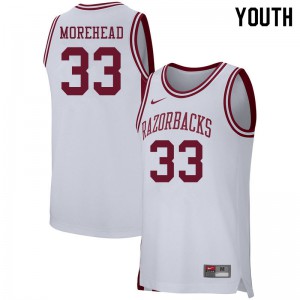 Youth University of Arkansas #33 Bryson Morehead White Player Jersey 122430-964