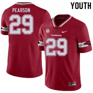 Youth Razorbacks #29 Cade Pearson Cardinal Alternate Football Jersey 916007-309