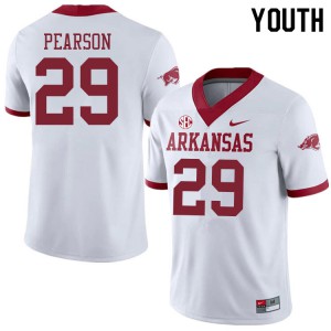 Youth University of Arkansas #29 Cade Pearson White Alternate Embroidery Jerseys 636782-405