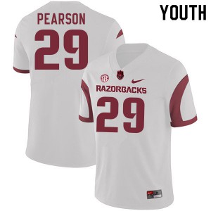 Youth Arkansas #29 Cade Pearson White High School Jerseys 275091-727