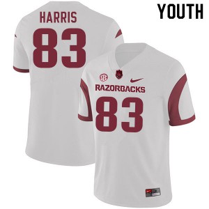 Youth Arkansas #83 Chris Harris White Official Jersey 428391-453