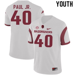 Youth University of Arkansas #40 Chris Paul Jr. White Football Jerseys 533481-946