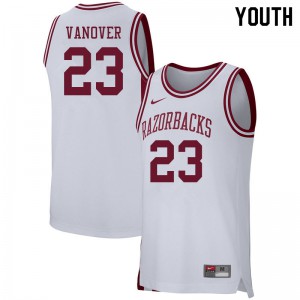 Youth Arkansas Razorbacks #23 Connor Vanover White University Jerseys 233359-289