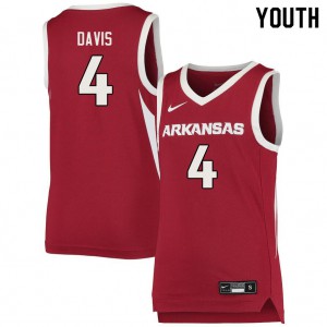 Youth University of Arkansas #4 Davonte Davis Cardinal Basketball Jerseys 941448-705