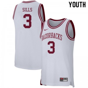Youth Arkansas #3 Desi Sills White Basketball Jerseys 402999-592