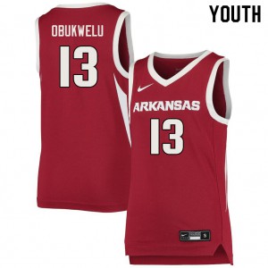Youth Arkansas #13 Emeka Obukwelu Cardinal Basketball Jerseys 991137-406