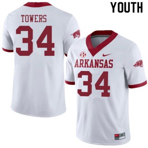 Youth Arkansas #34 J.T. Towers White Alternate Alumni Jerseys 845595-567
