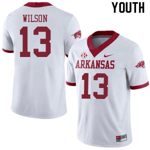 Youth Arkansas #13 Jaedon Wilson White Alternate Stitch Jerseys 267539-700