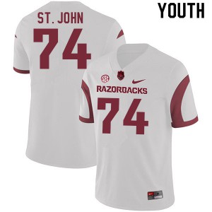 Youth Arkansas #74 Jalen St. John White Stitched Jersey 344134-718