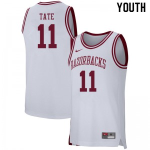 Youth Arkansas #11 Jalen Tate White Player Jerseys 809585-777