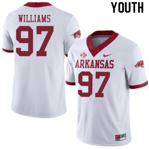 Youth Razorbacks #97 Jalen Williams White Alternate Player Jersey 725199-798