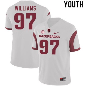 Youth University of Arkansas #97 Jalen Williams White Player Jerseys 543736-686