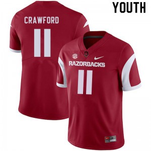 Youth Razorbacks #11 Jaquayln Crawford Cardinal Stitched Jersey 568376-558