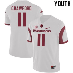 Youth Razorbacks #11 Jaquayln Crawford White University Jerseys 357704-429