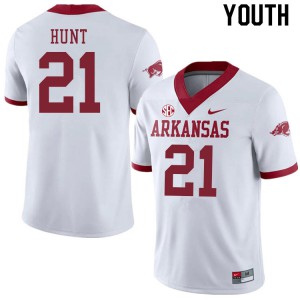 Youth University of Arkansas #21 Javion Hunt White Alternate Alumni Jerseys 774245-962