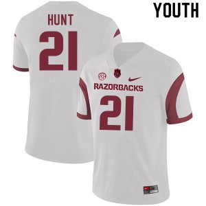 Youth Arkansas #21 Javion Hunt White Player Jerseys 902570-844
