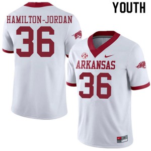 Youth Razorbacks #36 Jermaine Hamilton-Jordan White Alternate Stitched Jerseys 531178-917