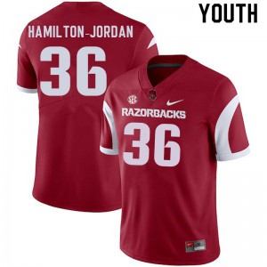 Youth Razorbacks #36 Jermaine Hamilton-Jordan Cardinal Official Jerseys 667941-587