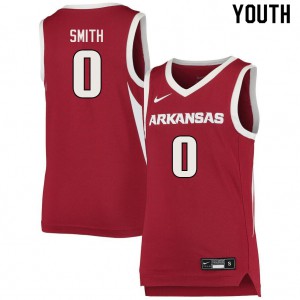 Youth University of Arkansas #0 Justin Smith Cardinal Embroidery Jerseys 161254-309