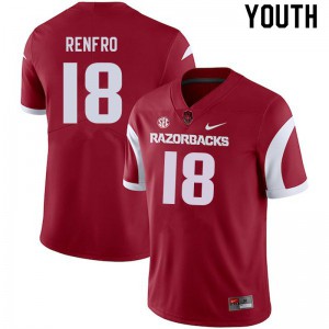 Youth Arkansas #18 Kade Renfro Cardinal College Jerseys 471136-415
