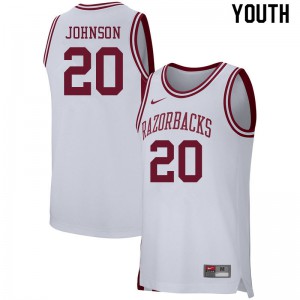 Youth Arkansas #20 Kamani Johnson White Basketball Jerseys 146254-690