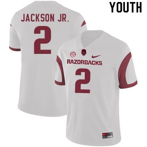 Youth Razorbacks #2 Ketron Jackson Jr. White High School Jersey 221967-467
