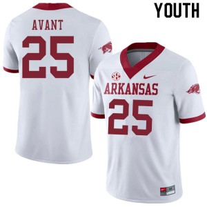 Youth Arkansas #25 Marco Avant White Alternate Official Jersey 316844-287