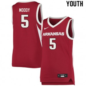 Youth Arkansas #5 Moses Moody Cardinal Embroidery Jersey 773570-428