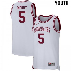 Youth Arkansas #5 Moses Moody White Basketball Jerseys 158634-219
