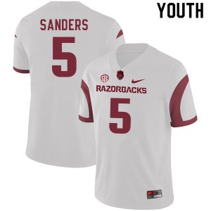 Youth Arkansas #5 Raheim Sanders White Stitched Jersey 988022-137
