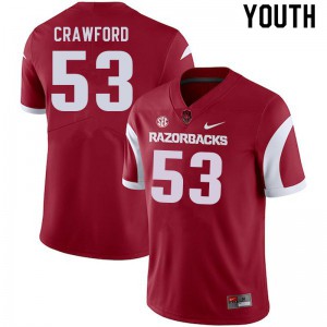 Youth Arkansas Razorbacks #53 Ty'Kieast Crawford Cardinal Official Jerseys 165190-425