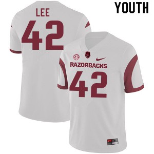 Youth Arkansas #42 Zach Lee White Stitched Jerseys 609204-936