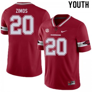 Youth Arkansas Razorbacks #20 Zach Zimos Cardinal Alternate NCAA Jersey 927240-824