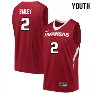 Youth Arkansas #2 Adrio Bailey Cardinal College Jersey 948036-722