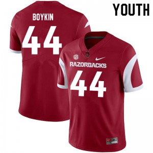 Youth Arkansas #44 Andy Boykin Cardinal Football Jersey 392623-232