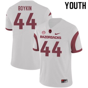 Youth Arkansas #44 Andy Boykin White Football Jerseys 442229-387