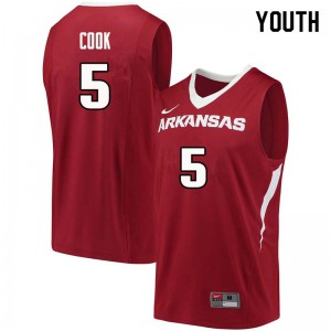 Youth Arkansas #5 Arlando Cook Cardinal University Jersey 977027-517