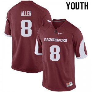 Youth Arkansas #8 Austin Allen Cardinal Football Jerseys 539612-470